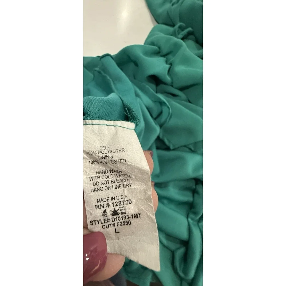 Blue Rain Women's‎ L Solid Teal Lined Dress Beaded Copper Back Strap Sleeveless